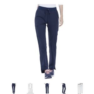 Elle natural rise straight leg petite M in striped navy. NWT. EL167P scrubs